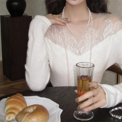 施家正圓長款珍珠項鍊超長輕奢小衆新款復古高級感雙層多層曡戴