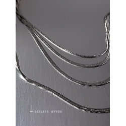 yyds 簡約冷淡風多層曡戴銀色蛇骨項鍊女冬鎖骨鍊2025年新款潮男