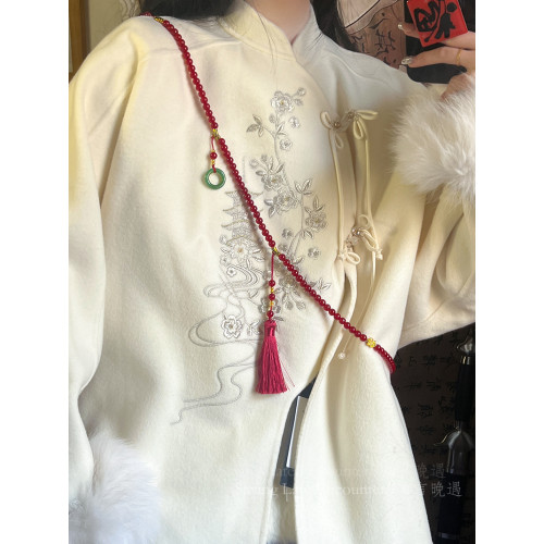 國風紅色串珠子流蘇項鍊新中式長款斜背鏈輕奢毛衣鏈古風旗袍配飾 國風紅色串珠子流蘇項鍊新中式長款斜背鏈輕奢毛衣鏈古風旗袍配飾