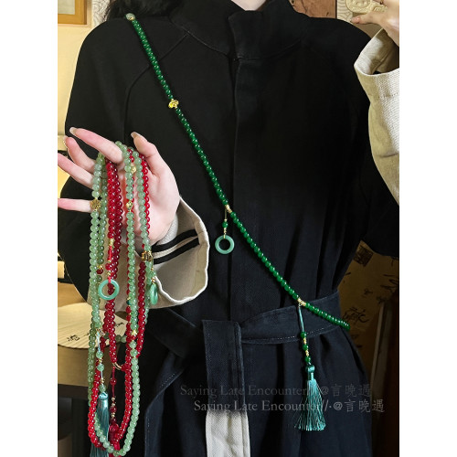 國風紅色串珠子流蘇項鍊新中式長款斜背鏈輕奢毛衣鏈古風旗袍配飾 國風紅色串珠子流蘇項鍊新中式長款斜背鏈輕奢毛衣鏈古風旗袍配飾