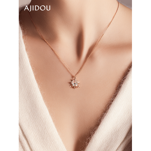 AJIDOU阿吉豆項鍊女雪花頸鏈輕奢配飾小衆鎖骨鍊爆款高級感毛衣鏈