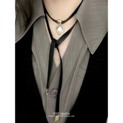 一眼喜歡 搭配好物楊冪同款長皮繩愛心項鍊 秒變時尚 自畱款choke