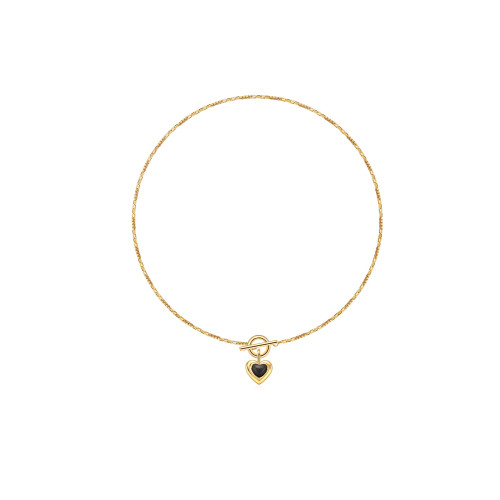 Boonee alus復古輕奢黑瑪瑙愛心項鍊新款爆款老錢風百搭鎖骨鍊