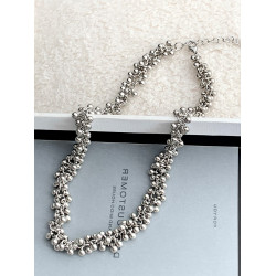 小衆設計金屬圓球串珠項鍊個性誇張輕奢冷淡風短款頸鏈獨特鎖骨鍊