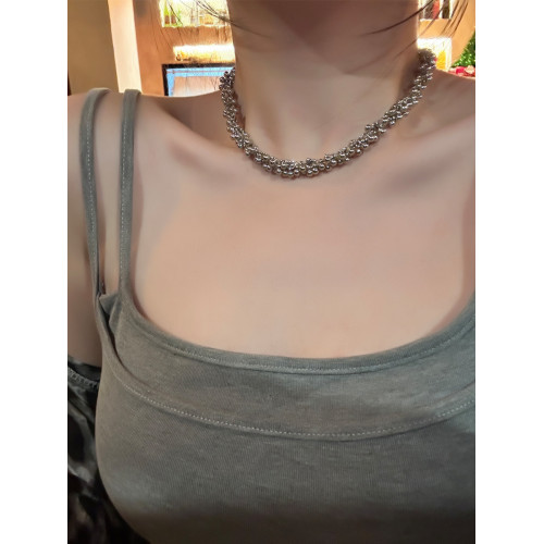 小衆設計金屬圓球串珠項鍊個性誇張輕奢冷淡風短款頸鏈獨特鎖骨鍊