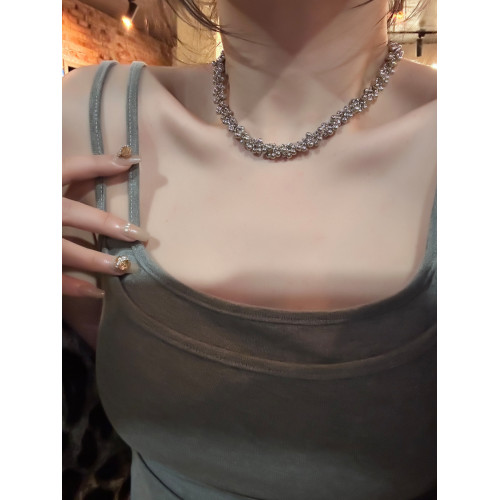 小衆設計金屬圓球串珠項鍊個性誇張輕奢冷淡風短款頸鏈獨特鎖骨鍊