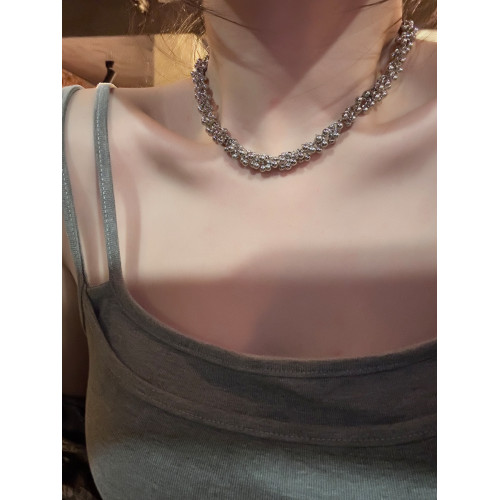 小衆設計金屬圓球串珠項鍊個性誇張輕奢冷淡風短款頸鏈獨特鎖骨鍊