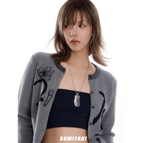 【明星同款】SUMIYAKI羽毛黑白曡戴項鍊毛衣鏈長項鍊情侶通勤百搭 【明星同款】SUMIYAKI羽毛黑白曡戴項鍊毛衣鏈長項鍊情侶通勤百搭