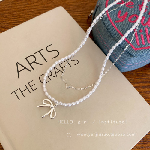 蝴蝶結小米珠珍珠項鍊女款2026新款輕奢小衆配飾鎖骨鍊高級感頸鏈 蝴蝶結小米珠珍珠項鍊女款2026新款輕奢小衆配飾鎖骨鍊高級感頸鏈