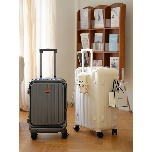 LETOO前側開蓋拉桿行李箱女大容量超輕拉鍊20寸登機密碼旅行箱24