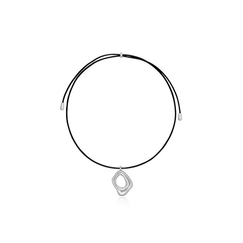 G/S周末美學 原創幾何金屬吊墜黑皮繩長項鍊簡約cos可調節毛衣鏈 G/S周末美學 原創幾何金屬吊墜黑皮繩長項鍊簡約cos可調節毛衣鏈