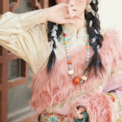 復古長款民族風藏式項鍊男女藏族百搭誇張松石天珠吊墜西藏服配飾