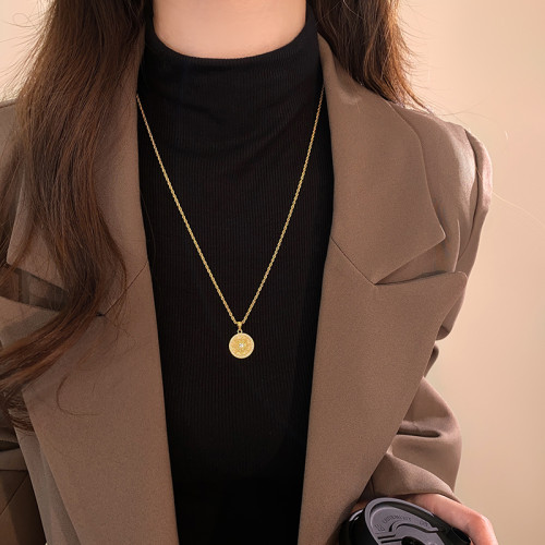 沙金太陽花項鍊女長款毛衣鏈大氣高檔高級感輕奢小衆金色頸鏈配飾 沙金太陽花項鍊女長款毛衣鏈大氣高檔高級感輕奢小衆金色頸鏈配飾