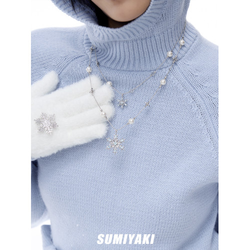 SUMIYAKI 給春夏降降溫 雪花系列雙層破碎珍珠項鍊小衆設計頸鏈