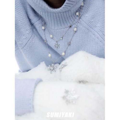 SUMIYAKI 給春夏降降溫 雪花系列雙層破碎珍珠項鍊小衆設計頸鏈