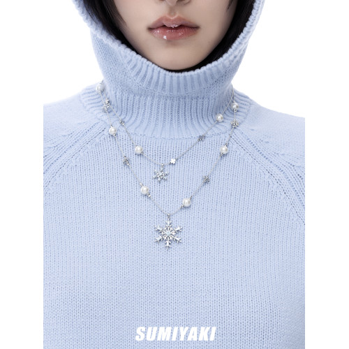 SUMIYAKI 給春夏降降溫 雪花系列雙層破碎珍珠項鍊小衆設計頸鏈