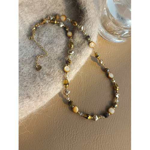 美拉德虎眼石項鍊棕色珍珠串珠女款2025新款爆款輕奢高級感毛衣鏈 美拉德虎眼石項鍊棕色珍珠串珠女款2025新款爆款輕奢高級感毛衣鏈