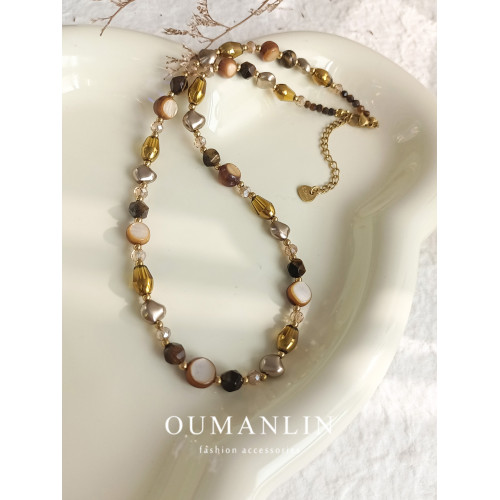 美拉德虎眼石項鍊棕色珍珠串珠女款2025新款爆款輕奢高級感毛衣鏈 美拉德虎眼石項鍊棕色珍珠串珠女款2025新款爆款輕奢高級感毛衣鏈