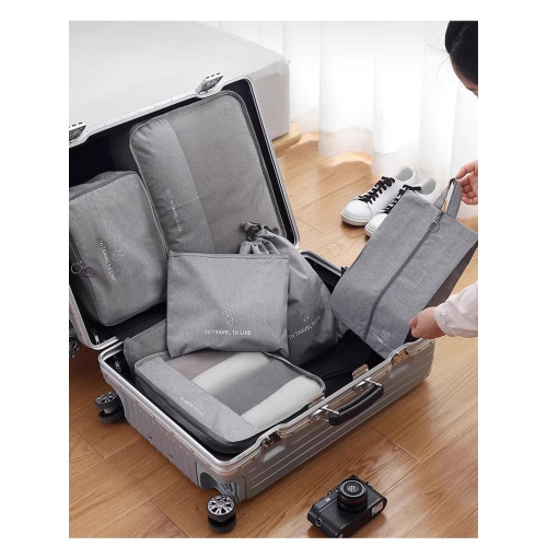 旅行收納袋七件套旅遊衣物分裝袋行李箱衣服內衣洗漱化妝品收納包