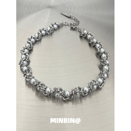 古巴鏈纏繞珍珠項鍊男潮小衆高級設計感嘻哈鎖骨鍊男女頸鏈不掉色