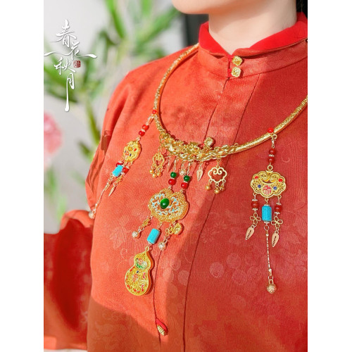 春花秋月原創 吉祥 項圈漢服瓔珞中式國風明製古風配飾百搭頸圈