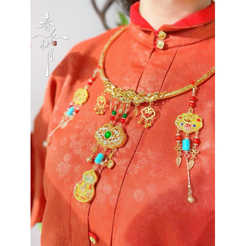 春花秋月原創 吉祥 項圈漢服瓔珞中式國風明製古風配飾百搭頸圈