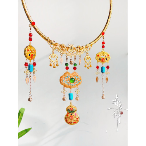 春花秋月原創 吉祥 項圈漢服瓔珞中式國風明製古風配飾百搭頸圈