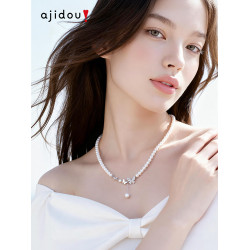 AJIDOU阿吉豆項鍊女款蝴蝶珍珠項鍊氣質鎖骨鍊輕奢小衆頸鏈毛衣鏈