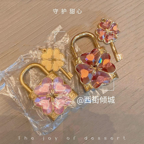 守護甜心項鍊動漫小蘭亞夢守護甜心鎖水晶項鍊鎖頭鑰匙掛件可打開