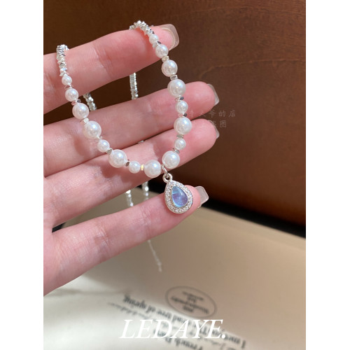 李大爺的店 海藍寶水滴珍珠項鍊顯白高級輕奢法式女友禮物 李大爺的店 海藍寶水滴珍珠項鍊顯白高級輕奢法式女友禮物