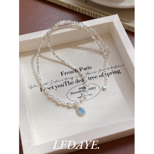 李大爺的店 海藍寶水滴珍珠項鍊顯白高級輕奢法式女友禮物 李大爺的店 海藍寶水滴珍珠項鍊顯白高級輕奢法式女友禮物