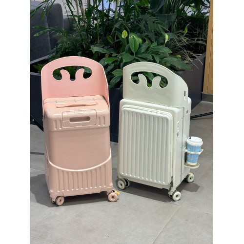 新款寶媽行李箱兒童可坐騎寶寶帶娃神器小孩拉桿箱女旅行箱22寸男