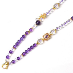 唐卡專用鏈仿白水晶紫水晶珠鍊子繩萬能釦鏈條百搭九尾狐吊墜