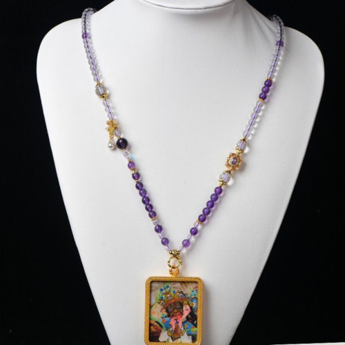 唐卡專用鏈仿白水晶紫水晶珠鍊子繩萬能釦鏈條百搭九尾狐吊墜 唐卡專用鏈仿白水晶紫水晶珠鍊子繩萬能釦鏈條百搭九尾狐吊墜