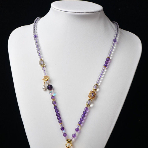 唐卡專用鏈仿白水晶紫水晶珠鍊子繩萬能釦鏈條百搭九尾狐吊墜 唐卡專用鏈仿白水晶紫水晶珠鍊子繩萬能釦鏈條百搭九尾狐吊墜