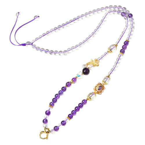 唐卡專用鏈仿白水晶紫水晶珠鍊子繩萬能釦鏈條百搭九尾狐吊墜 唐卡專用鏈仿白水晶紫水晶珠鍊子繩萬能釦鏈條百搭九尾狐吊墜