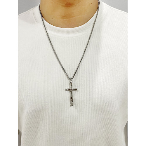 小衆設計螺旋十字架項鍊嘻哈潮流男生個性吊墜簡約百搭T恤鏈子