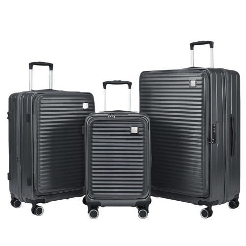 側開前開蓋商務登機行李箱24寸男輕便多功能拉桿箱密碼旅行箱 側開前開蓋商務登機行李箱24寸男輕便多功能拉桿箱密碼旅行箱