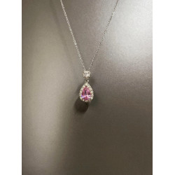 Vintage古著 Pink diamond flowers項鍊