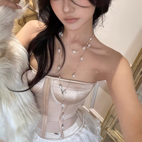 香軟Crush！長款滿天星珍珠項鍊女輕奢高級感精緻鎖骨鍊曡戴配飾