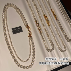 強光珍珠項鍊女2025新款爆款高級感輕奢小衆多層雙層曡戴鎖骨頸鏈