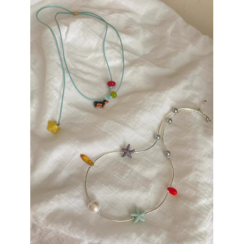 海邊多巴胺彩色海星項鍊女2026新款配飾高級感輕奢小衆鎖骨鍊頸鏈