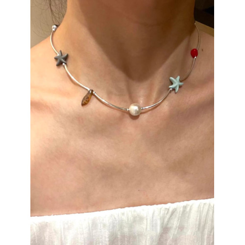 海邊多巴胺彩色海星項鍊女2026新款配飾高級感輕奢小衆鎖骨鍊頸鏈