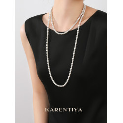 秋冬毛衣鏈長款珍珠項鍊女雙層輕奢高級感多層曡戴頸鏈配旗袍配飾