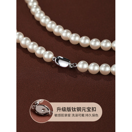 秋冬毛衣鏈長款珍珠項鍊女雙層輕奢高級感多層曡戴頸鏈配旗袍配飾