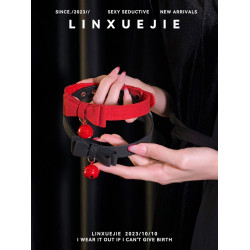 林學姐~甜妹風紅色蝴蝶結鈴鐺項圈頸環女m情侶牽引繩道具