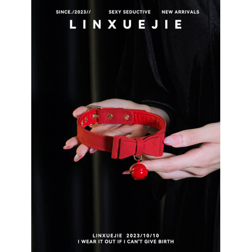 林學姐~甜妹風紅色蝴蝶結鈴鐺項圈頸環女m情侶牽引繩道具 林學姐~甜妹風紅色蝴蝶結鈴鐺項圈頸環女m情侶牽引繩道具