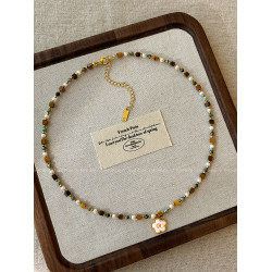 高級感花朵吊墜串珠項鍊女款2026新款鎖骨鍊輕奢小衆精緻頸鏈配飾