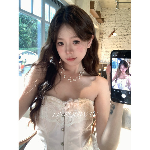 月光畫報 超仙天然淡水珍珠項鍊多層曡戴海邊輕奢魚線鎖骨鍊配飾