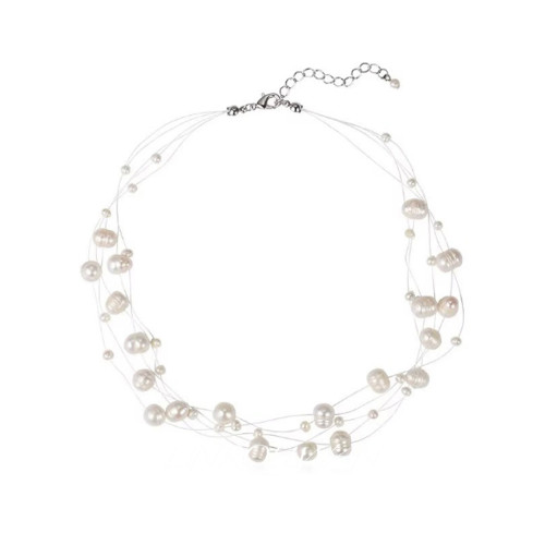 月光畫報 超仙天然淡水珍珠項鍊多層曡戴海邊輕奢魚線鎖骨鍊配飾